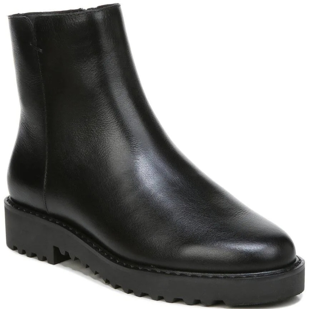 Franco Sarto Cassie Black Leather Ankle Boots - New